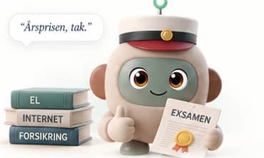 sparAgenten med studenterhue og eksamensbevis, med taleboblen "Årsprisen, tak."